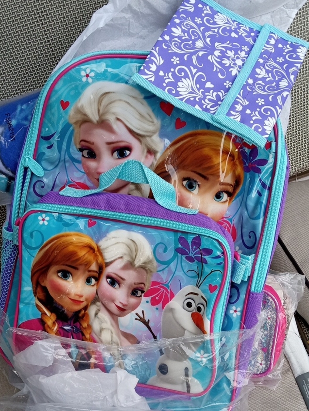 Disney Frozen Kids Backpack Set - Turquoise, Purple & Pink
